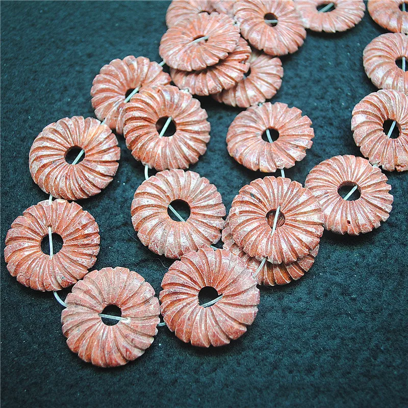 3PCS Natural Sponge Coral Beads Donut Shape 30mm Carving Material for DIY Jewelry Making Fast Shipping Popular Item