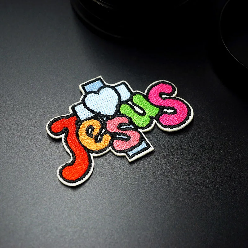 Jesus Size:4.0x6.0cm Patch Badges Embroidered Applique Sewing Iron On Clothes Garment Apparel Accessories