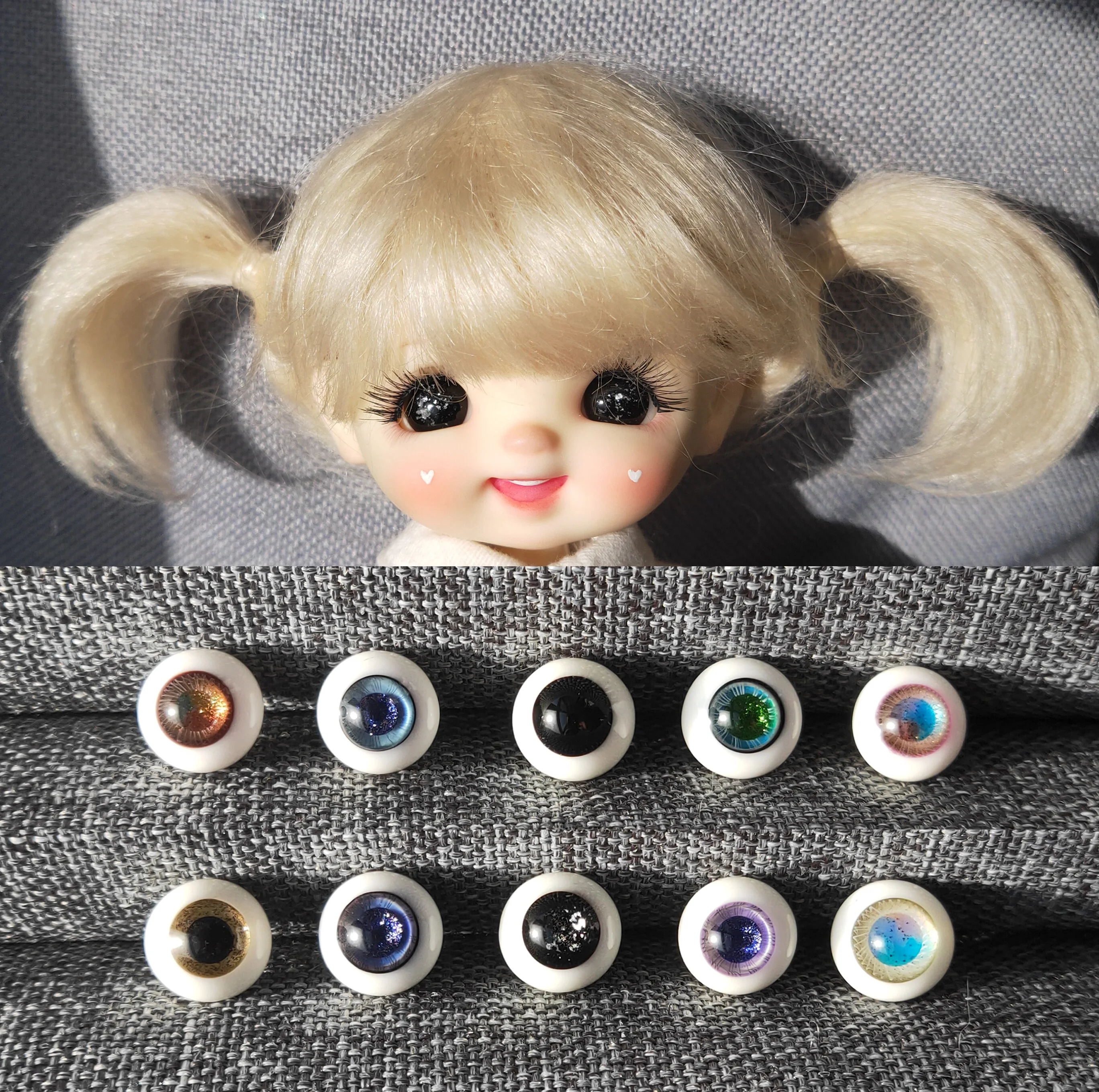 

STODOLL ob11 doll glass eyes for obitsu11,1/12bjd, clay doll, SD, DD BJD doll eyes 10mm doll accessories with handle