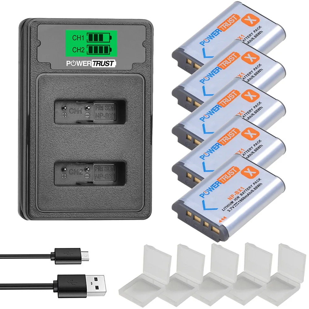 NP-BX1 Battery NPBX1 BX1 and Fast Dual Charger for Sony AS20, AS100, AS200, CX405, CX440, H300, HX90V, MV1, RX100, X1000, 