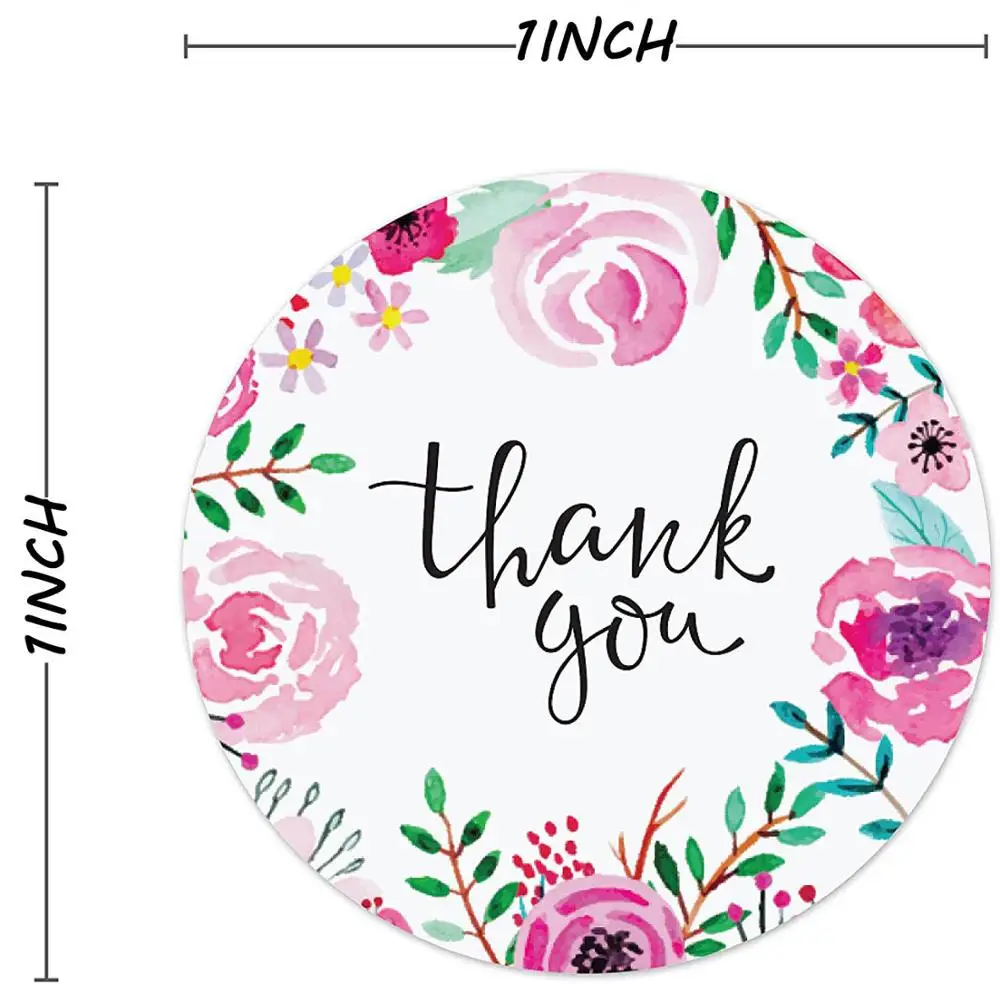 Pink Paper Labels Stickers Foil Thank You Wedding Rolls 1 Inch Envelope Seals Handmade Cute Stationery