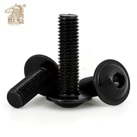 1-20PCS M4 M5 M6 M8 M10 M12 Bolt Socket Flange Button Head Screws 10.9 High Tensile Black Allen Bolts GB7380.2 L=6-40mm