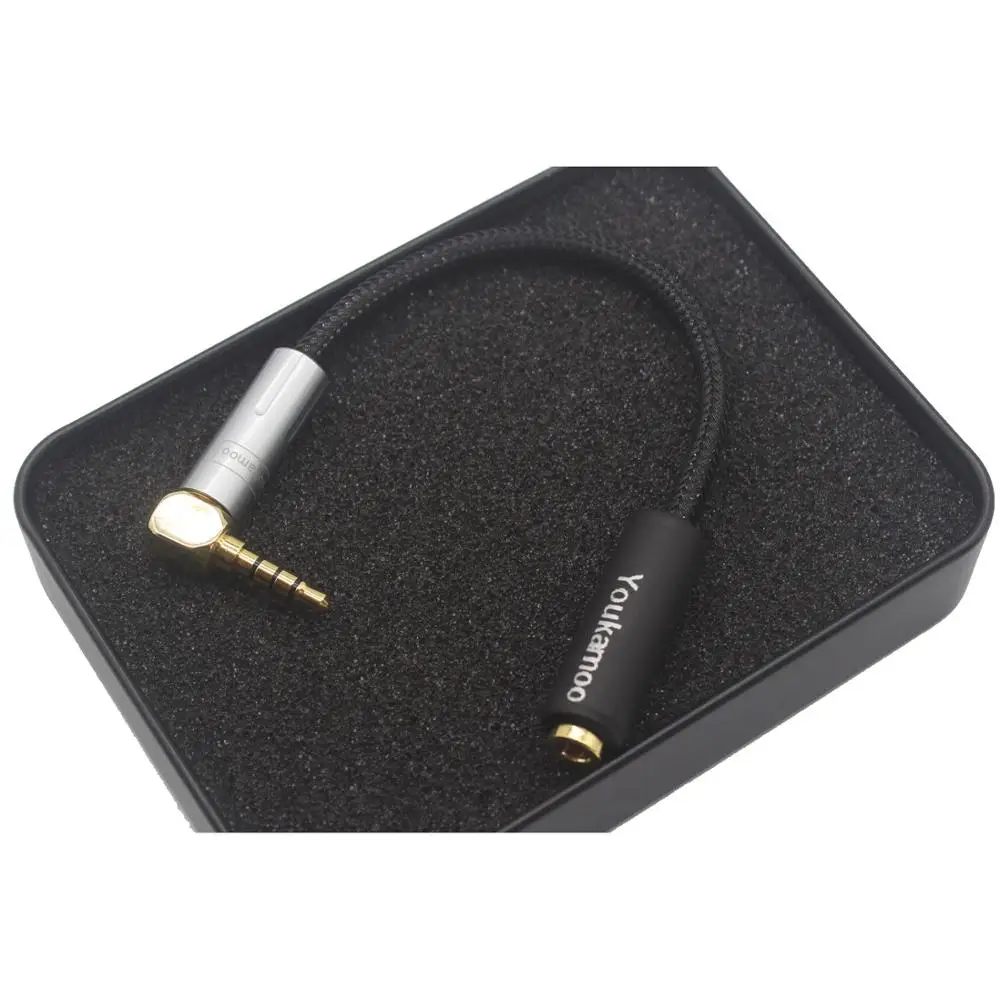 [Ángulo recto equilibrado de 3,5mm] 3,5mm macho a 4,4mm hembra 8 núcleos plateado Cable adaptador de Audio para auriculares nuevo en caja