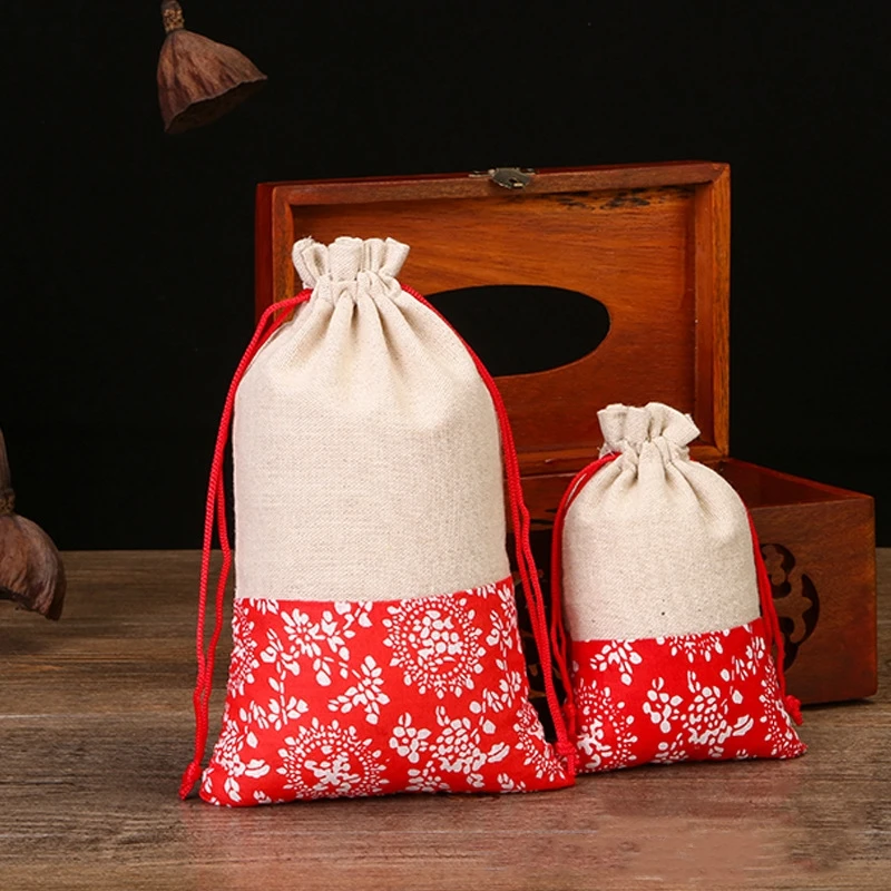 حار 5 قطعة/الوحدة أكياس قطنية جميلة 9.5X14 سنتيمتر/13X21 سنتيمتر زهرة تصميم مجوهرات تهمة عرض التعبئة الرباط هدية الحقائب أكياس صغيرة #3