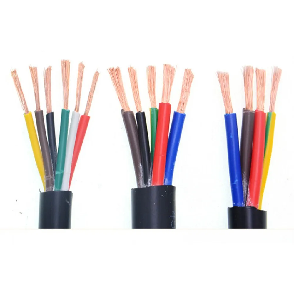 13 AWG 2.5MM2 RVV 2/3/4/5/6/7/8/10/12/14/16/18 Cores Pins Copper Wire Conductor Electric RVV Cable Black