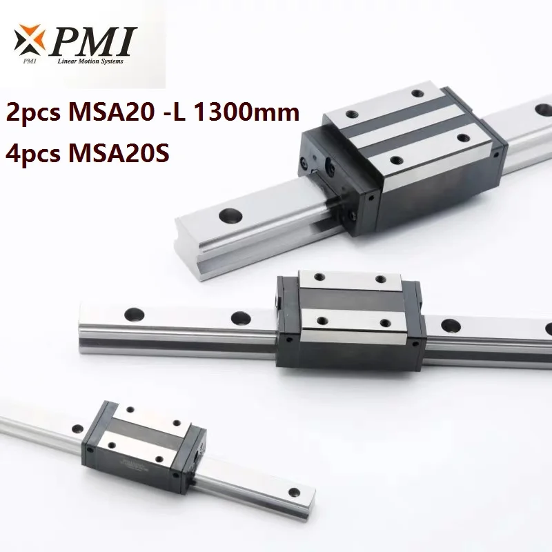 

2pcs origial Taiwan PMI MSA20 -L 1300mm linear guide + 4pcs MSA20S carriage blocks for CNC router