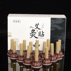 60pcs/set Mini Self-adhesive Acupuncture Massage Sticker Moxa Stick Moxibustion Smokeless Roll Artemisia Box Holder Roller Cream