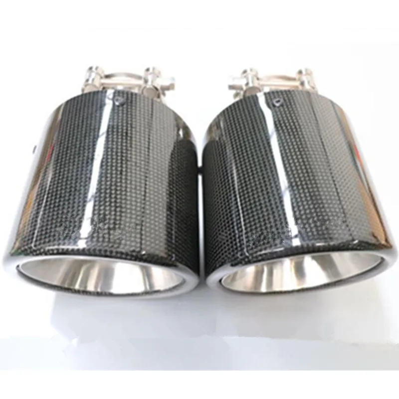 1X 114MM Outlet Glossy Carbon Fiber exhaust tip 304 Stainless Steel Universal Muffler tips  exhaust pipe