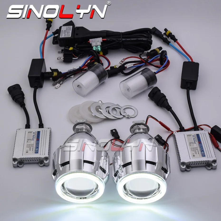 

Sinolyn 2.5 Inch Angel Eyes Mini Projector Lenses For Headlights H7 H4 Bi Xenon Full Kit For Car Lights Accessories Motorcycle