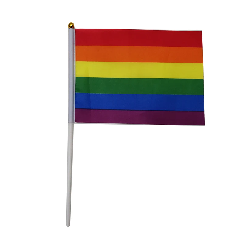 100pcs/lot  aerlxemrbrae  Custom Hand Flag 14 x 21 cm Geminbowl Rainbow flag Hand Waving Gay Pride LGBT   transgender hand flag