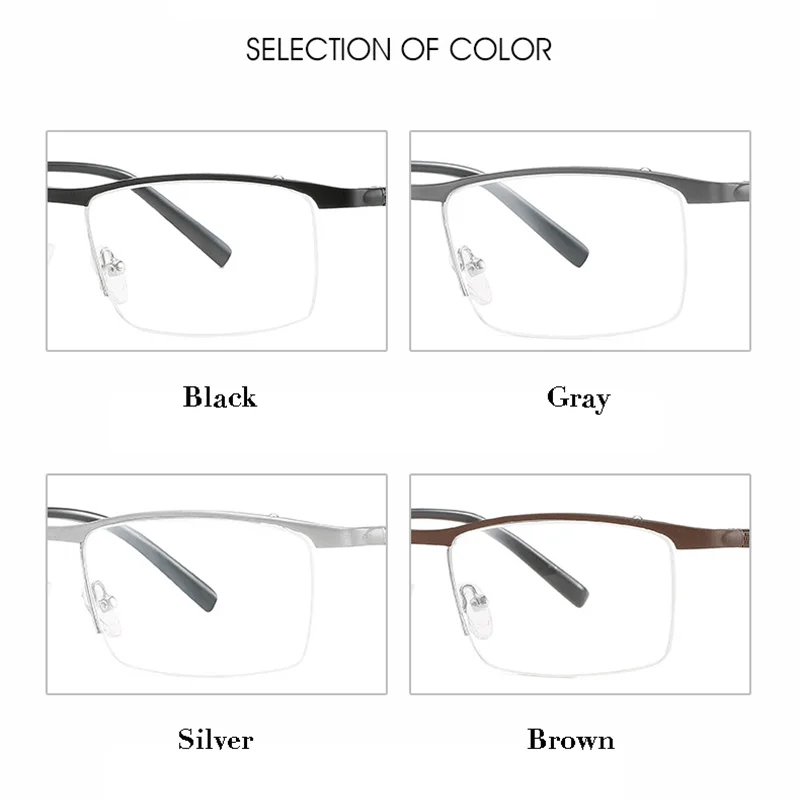 New Arrival Alloy Glasses Frame Semi Rimless Eyeglasses with Prescription Eyewear Optical Frame Spectacles for Business Style