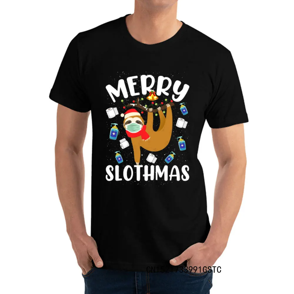 Merry Slothmas Christmas Pajama For Sloth Love Top T-shirts Summer/Fall Casual Tops T Shirt Cheap Premium Cotton Tees