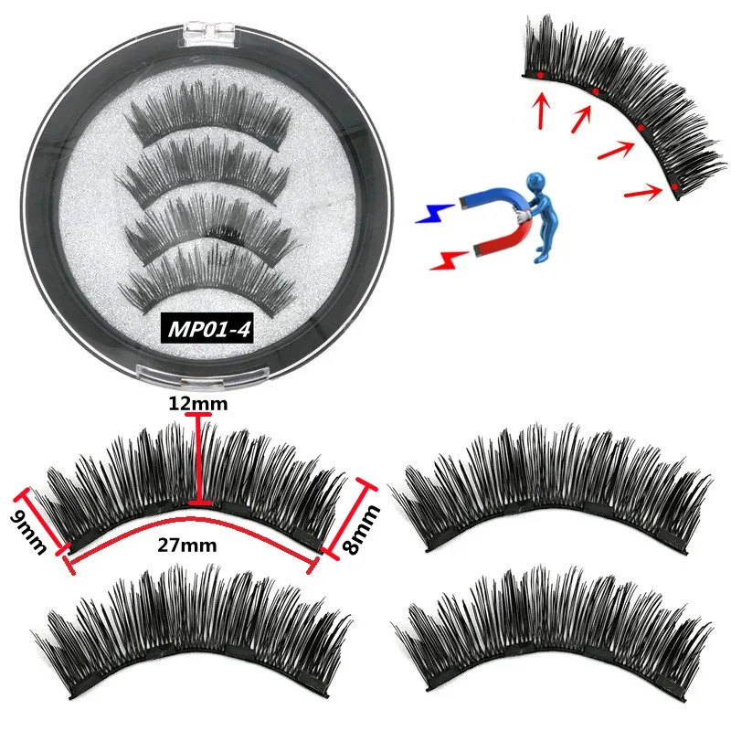 3D Magnetic False Eyelashes Handmade Artificial False Eyelashes Magnetic Natural Mink Eyelashes Magnet Upper Eyelashes