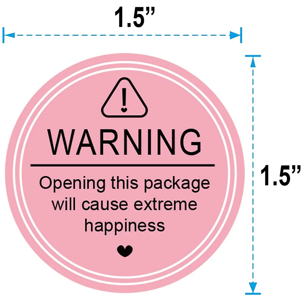 Pink Extreme Happiness Package Stickers 1.5 Inch Round Large Small Business Thank You Labels for Business