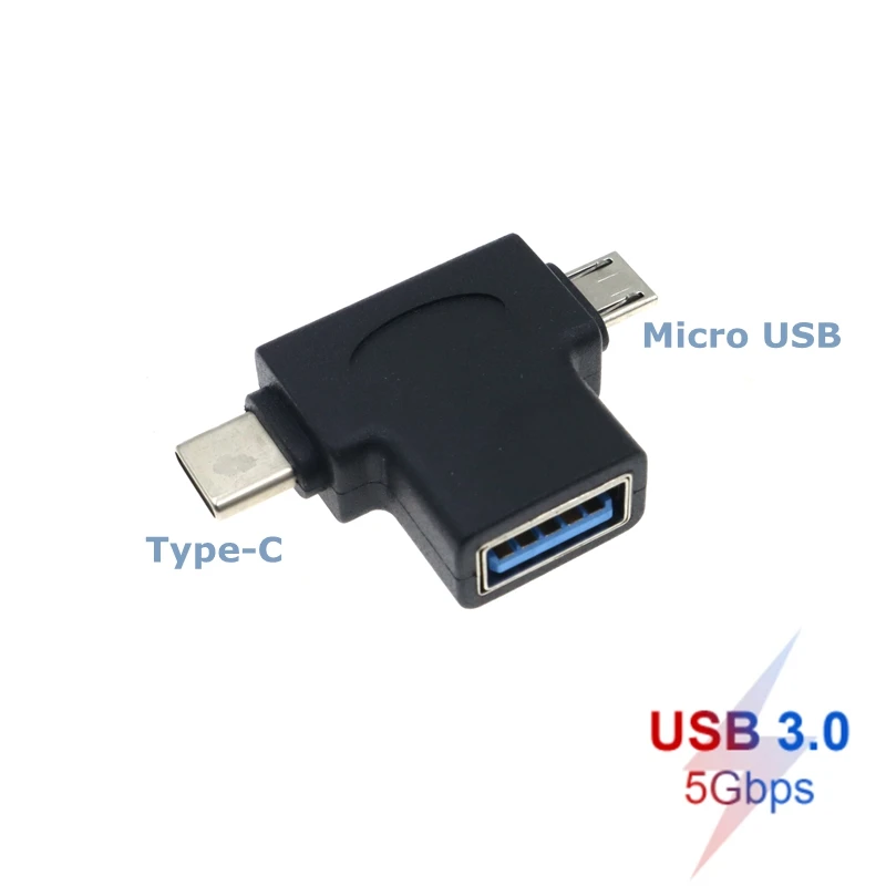 5 Гбит/с высокоскоростной 2 в 1 комбинированный адаптер Android Type-c OTG для мыши, клавиатуры, разъема USB 3.0 для планшета, телефона, ноутбука