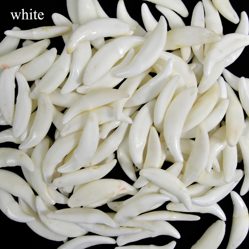 YZ002White /Ecru /Brown Natural Tooth Bone Beads Pendants Diy For Jewelry Making Fashion Jewelry Accessories 20~52mm, No Hole