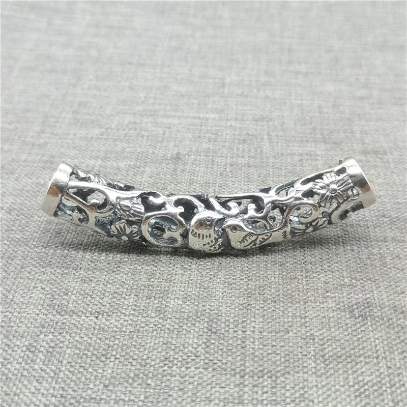 

925 Sterling Silver Couple Love Birds Love Tube Bead for Necklace Bracelet Spacer