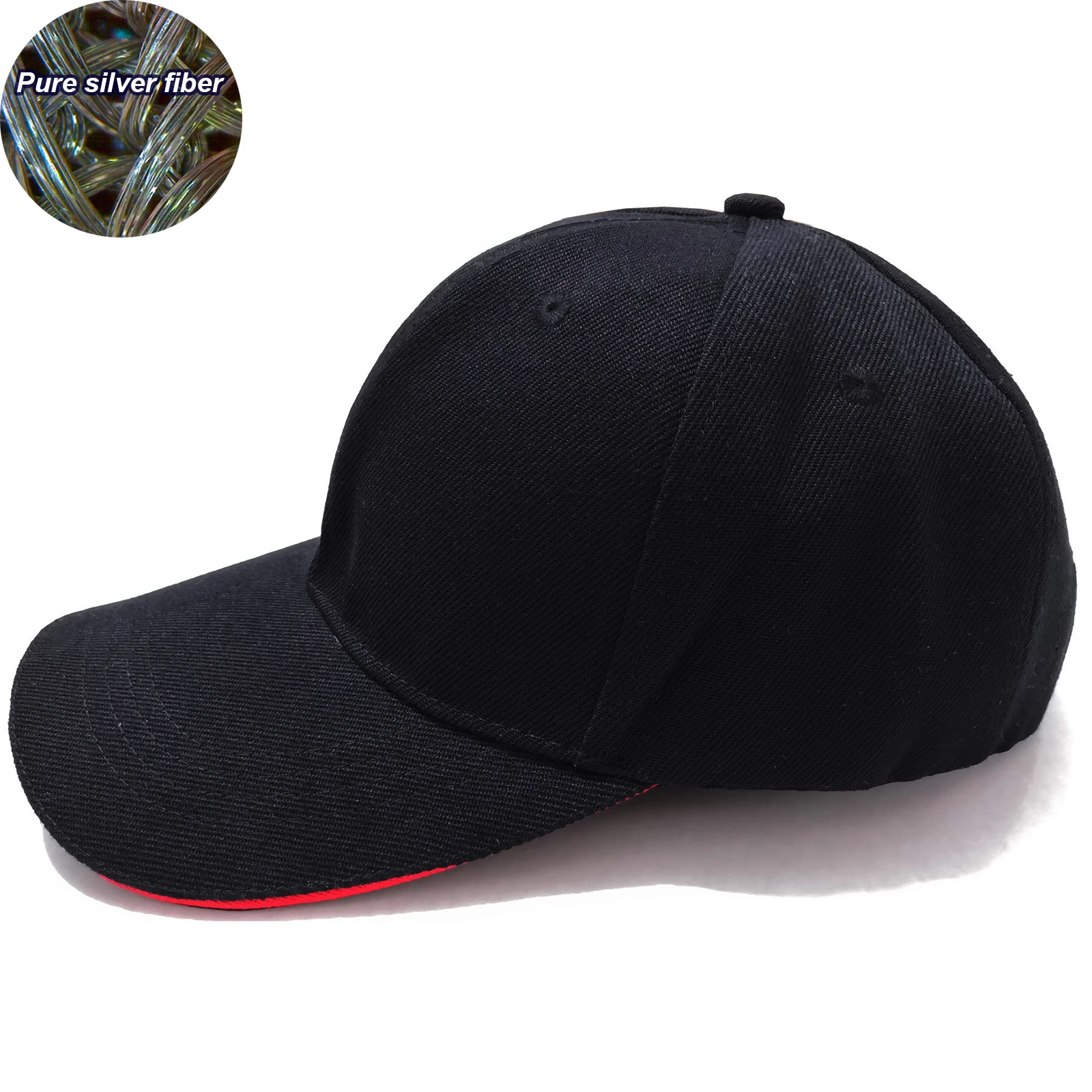 

Silver Fiber Radiation Protection Baseball Cap Blocking RF EMF Electromagnetic Unisex Black Hat