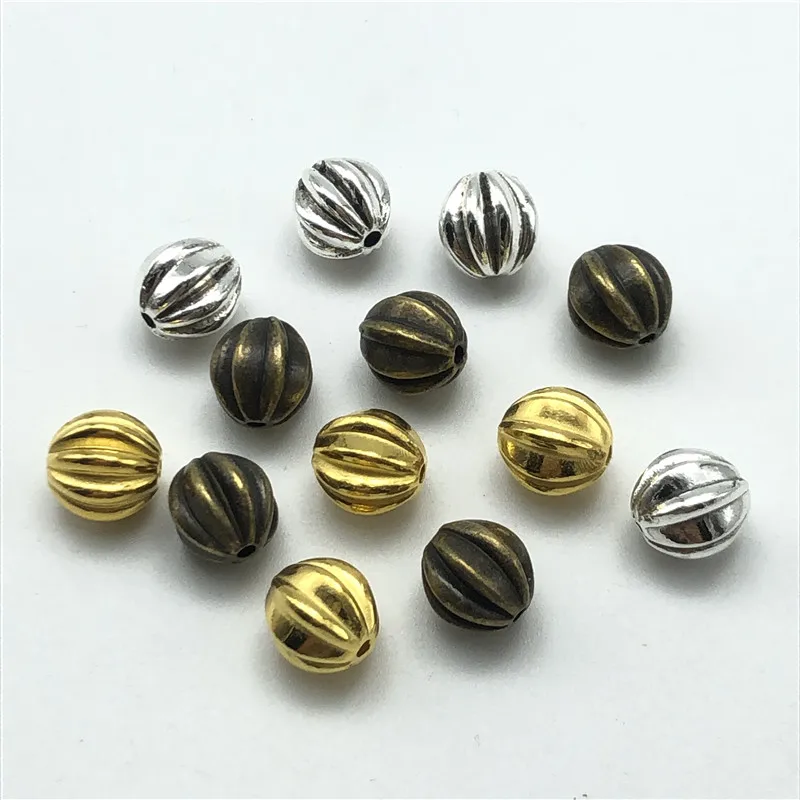 10pcs metal 10mm striped round beads jewelry making DIY handmade bracelet necklace earring accessories material wholesale