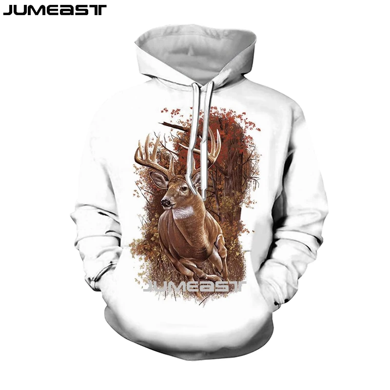 

Jumeast, мужская и женская толстовка, охотничий олень, пальто оверсайз, уличная одежда, Харадзюку, повседневный пуловер, модные смешные весенне-осенние толстовки