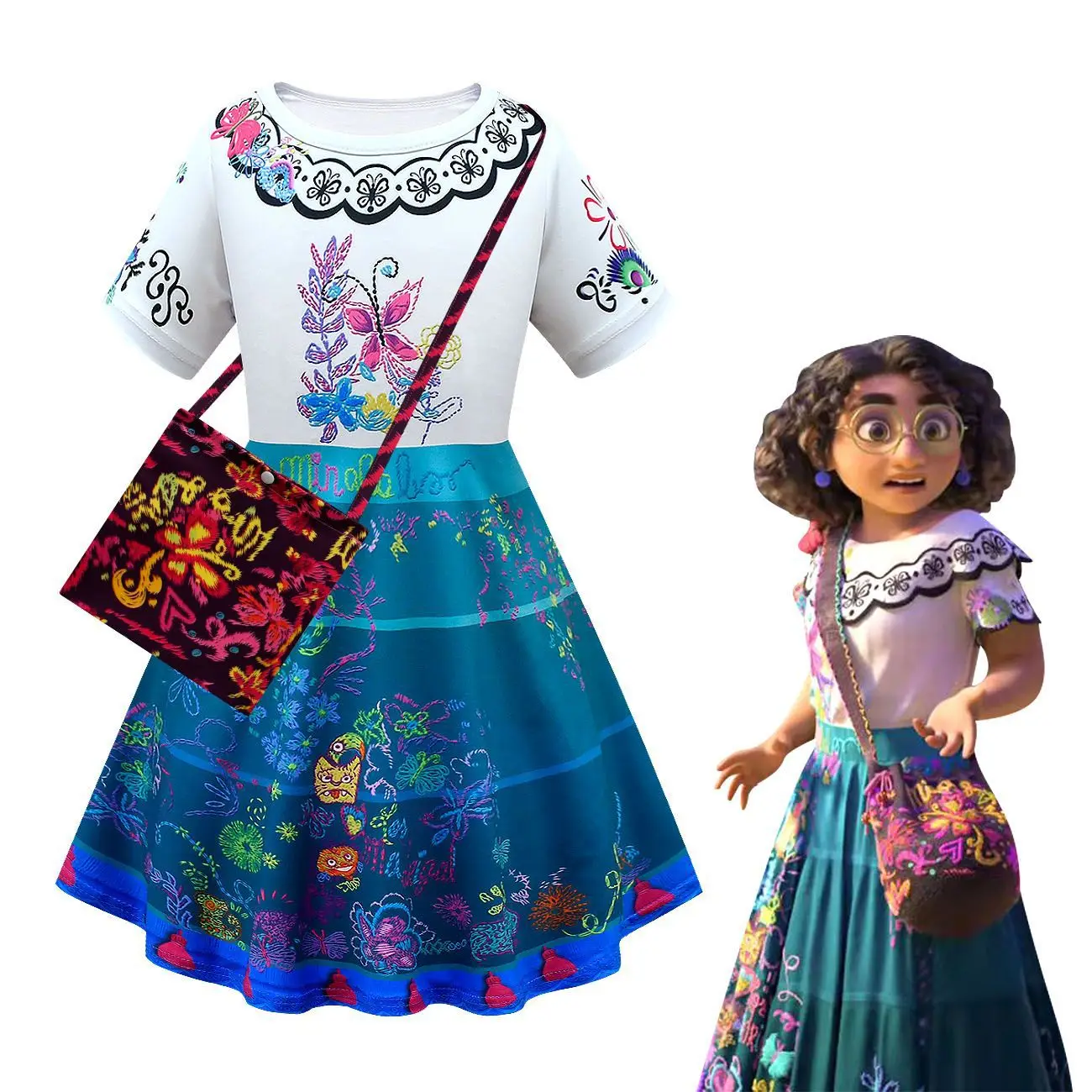 

Kids Encanto Mirabel Madrigal Dress Halloween Costume Vestido Girls Fancy Dresses for Carnival Princess Dress Christmas Clothing