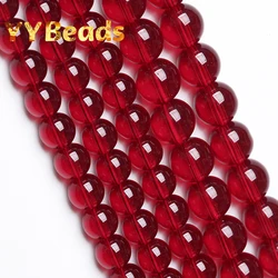 Natural Garnet Red Crystal Glass Beads Clear Red Glass 4-12mm Round Loose Beads For Jewelry Making DIY Women Bracelets Wholesale