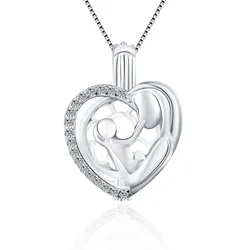 CLUCI 3pcs 925 Sterling Silver Pendant Pearl Locket Mother Loves Baby Women Pendant for Mom Silver 925 Mother's Day Gift SC259SB