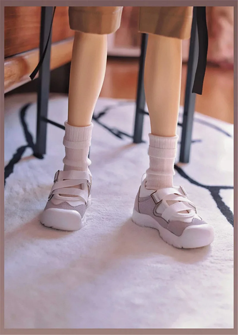 BJD doll shoes fit 1/4 1/3 Uncle rice white cross strap soft sole shoes Sneakers casual shoes sneakers board shoes doll accessor