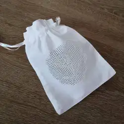 B025 White 12 pieces  Ramie Cotton  embroidery  Gift Sachet bags Travel storage pouch Drawstring bags