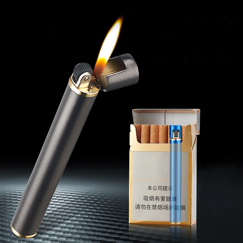 Mini Cigarette Lighter Grinding Wheel Flint Free Fire Butane Gas Lighter Portable Can Be Placed Cigarette Box Smoke Accessories