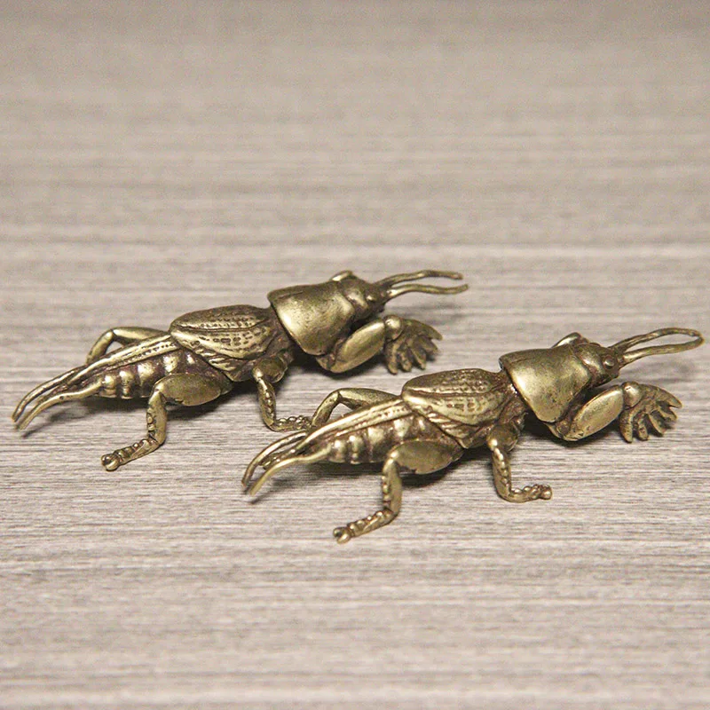 Insect Mole Cricket Figurines Miniatures Tea Pet Desktop Ornament Vintage Brass Animal Statue Home Decoration Accessories Crafts