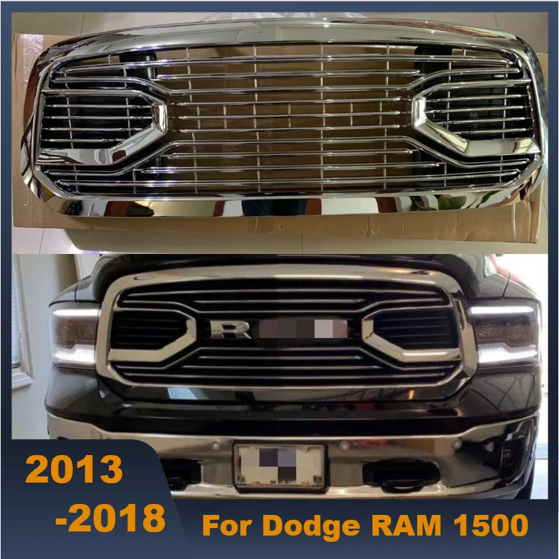 ABS Front Middle Grill Racing Grills Full Good Quality Chrome Fit For Dodge Ram 1500  2013-2018