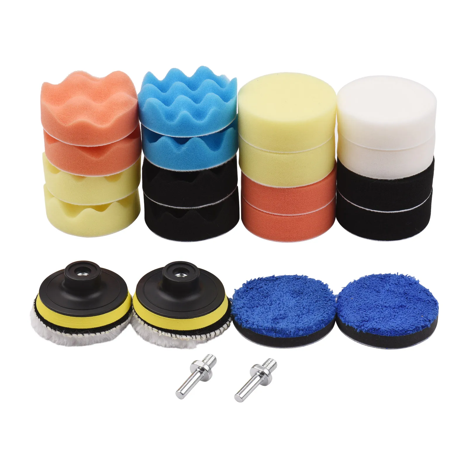 24Pcs Polishing Pads Kit 3 Inches Drill Buffer Attachment Glazing Waxing for Automobiles Yachts