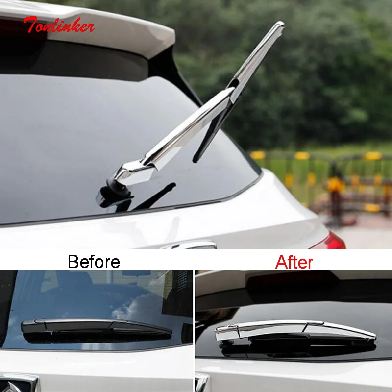 

Tonlinker Interior Car Rear wiper Cover Case Stickers for Chevrolet CAPTIVA 2019-20 Car Styling 3 PCS ABS Chrome Cover stickers