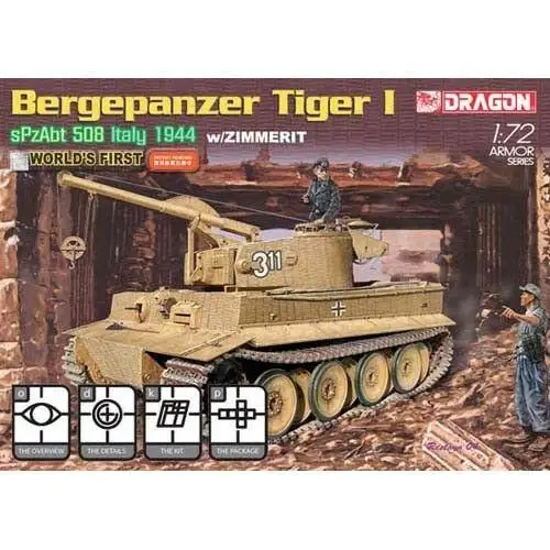 Dragon  7210 1/72 Bergepanzer Tiger I w/Zimmerit coating-igue tank model