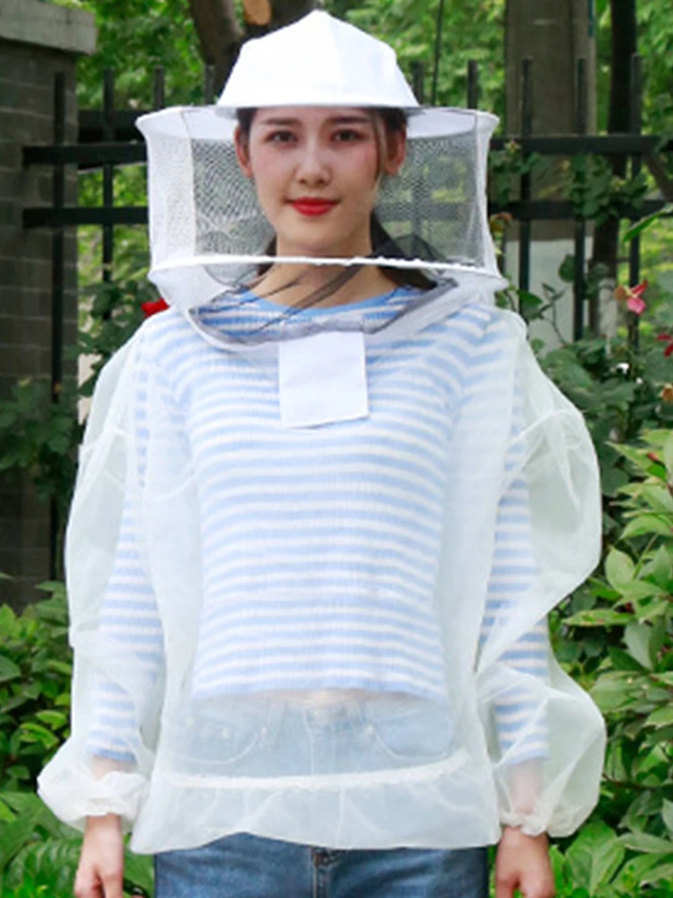 White Keeping Beekeeper Equipment Professional Beekeeping Protective Jacket Suit With Detachable Hood Bee Keepers Supplies