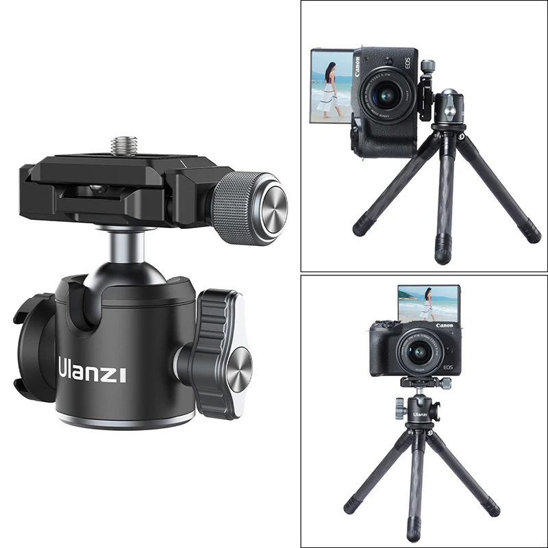 Ulanzi U-80L Arca Swill Ballhead Tripod Ball Head Arca Plate Tripod Head Ballhead Extend Cold Shoe for Mic LED Light Camera