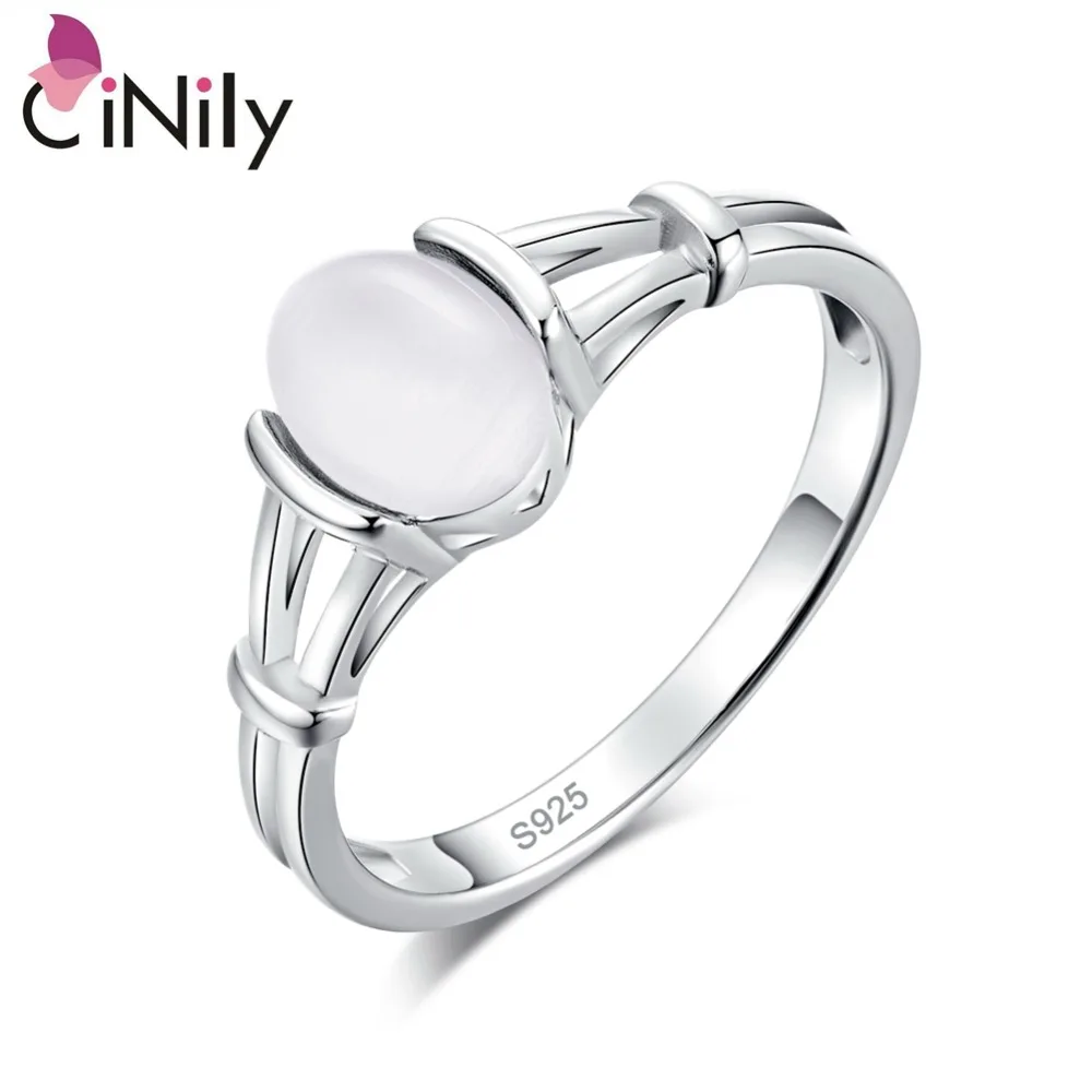 CiNily White & Blue Moonstone Solid Silver Color Rings Twilight Bella Wedding Ring Pure Silver Vintage Jewelry Women