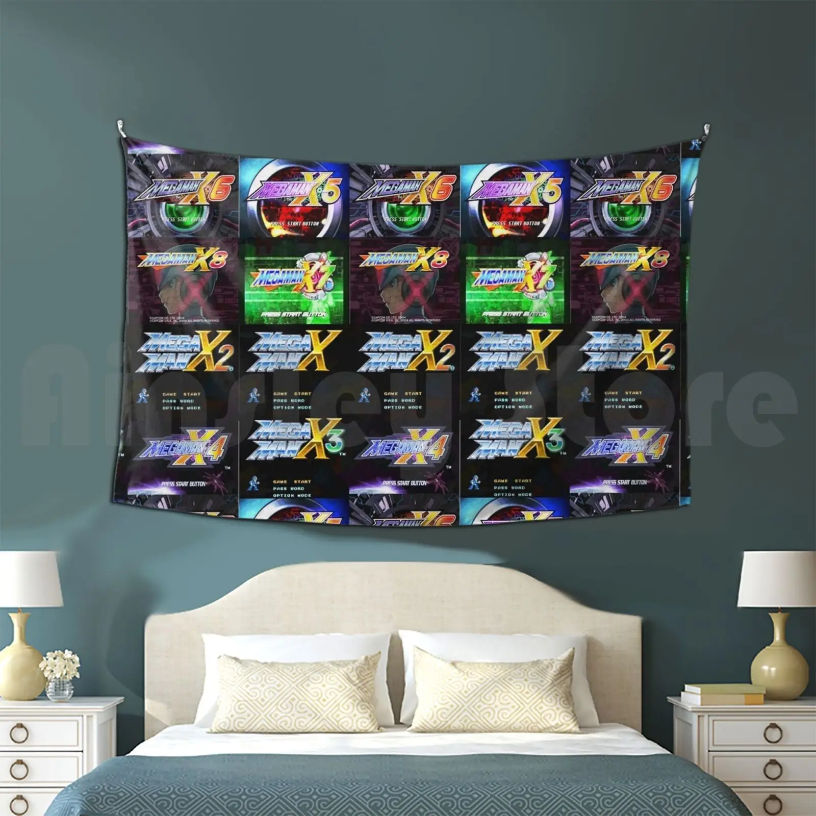 Megaman X Title Screen Tapestry Living Room Bedroom Mega Man Megaman Megaman X Megaman X Title Mega Man X Mega Man X