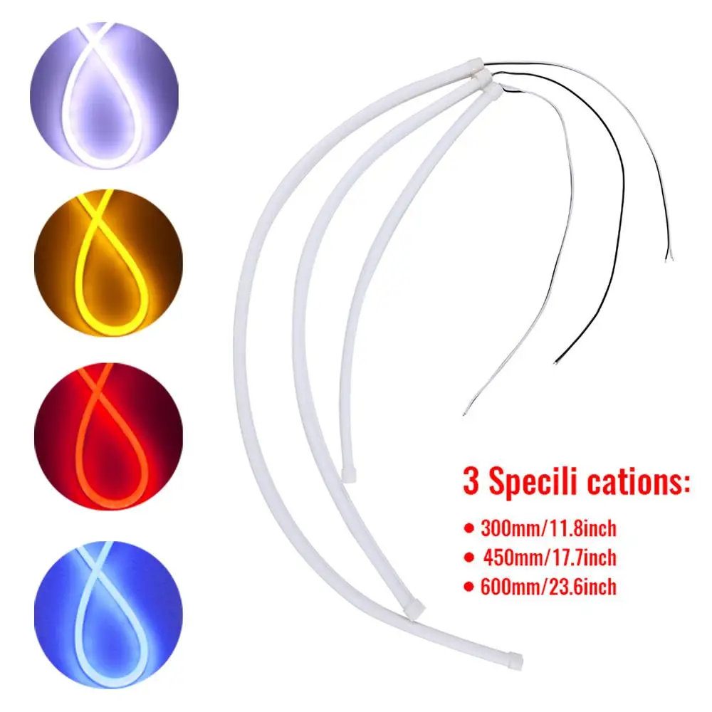 Unique Novelty Light Car LED Guide Strip Ultra-thin Daytime Running Two-color Flow Belt Turn Tear Eye Light Headlights