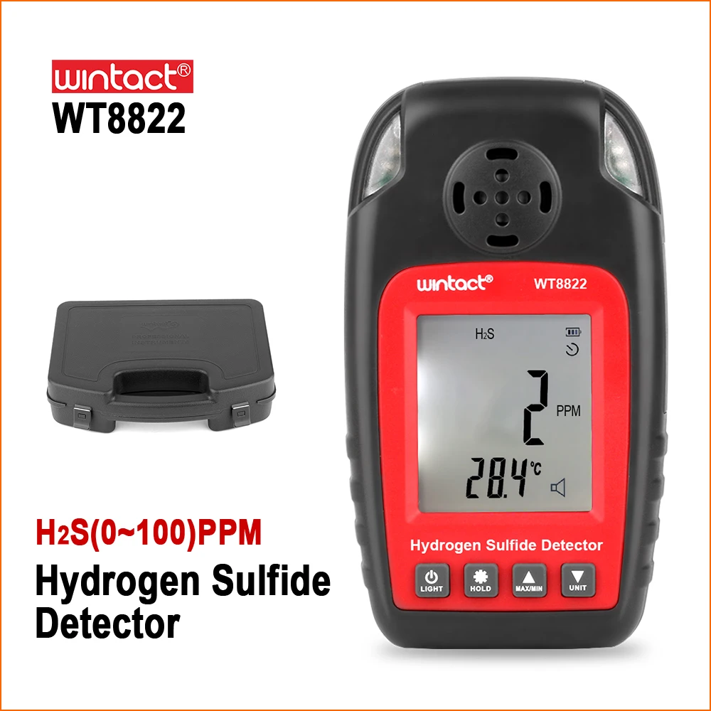 

WINTACT Hydrogen Sulfide Detector H2S Gas Sensor Warning-up High Sensitive Poisoning Alarm Detector Indoor air quality Monitor