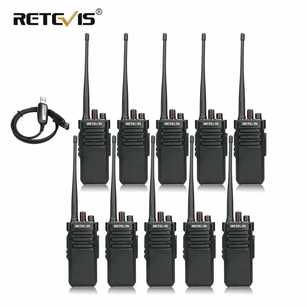 RETEVIS RT29 IP67 Waterproof Walkie-Talkie 10pcs UHF / VHF VOX Two Way Radio Transceiver + cable for Farm Warehouse Factory