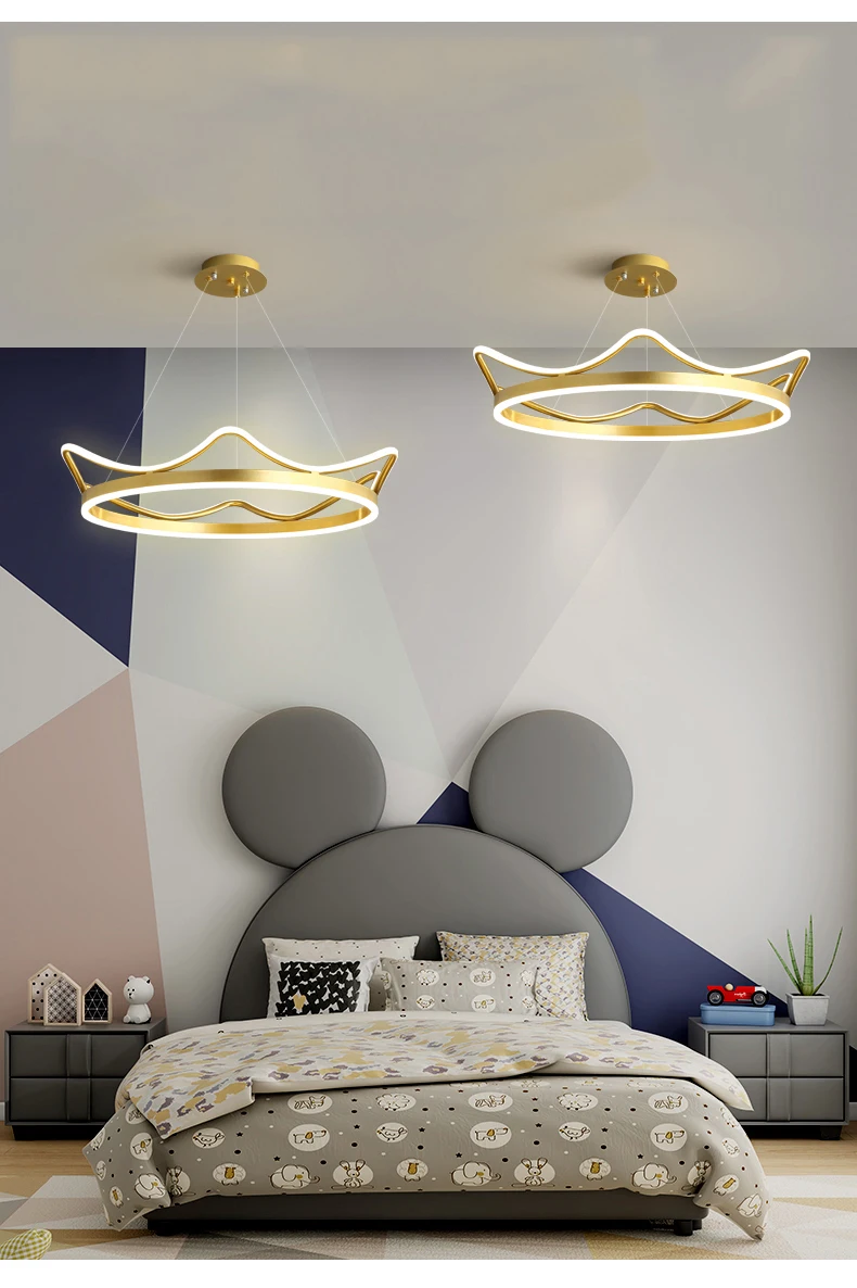 

Люстра для спальни, простой современный креативный светильник с короной, роскошный сетчатый красный светильник 2021, новое скандинавское освещение для комнаты для девочек