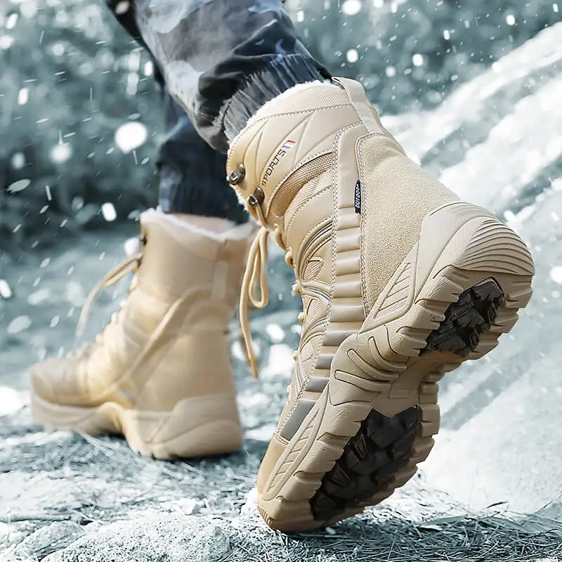 New Warm Plush Snow Boots Men Lace Up Casual High Top Men\'s Boots Waterproof Winter Boots Anti-Slip Ankle Boots Men\'s Work Boots