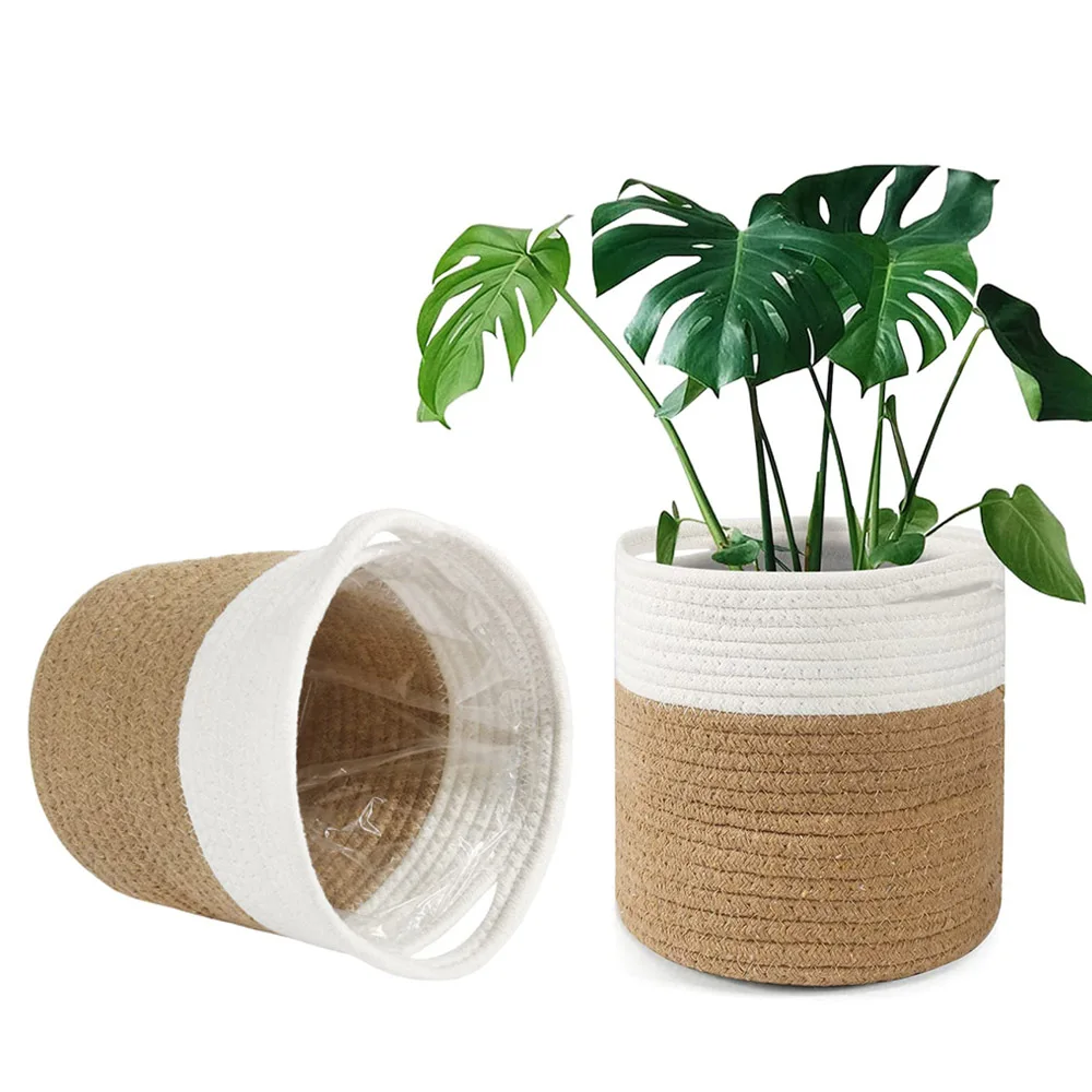 20cm Nordic Plant Pot Linen Flower Pots Woven Storage Basket Indoor Plants Flower Pot Plant Container Garden Home Decoration