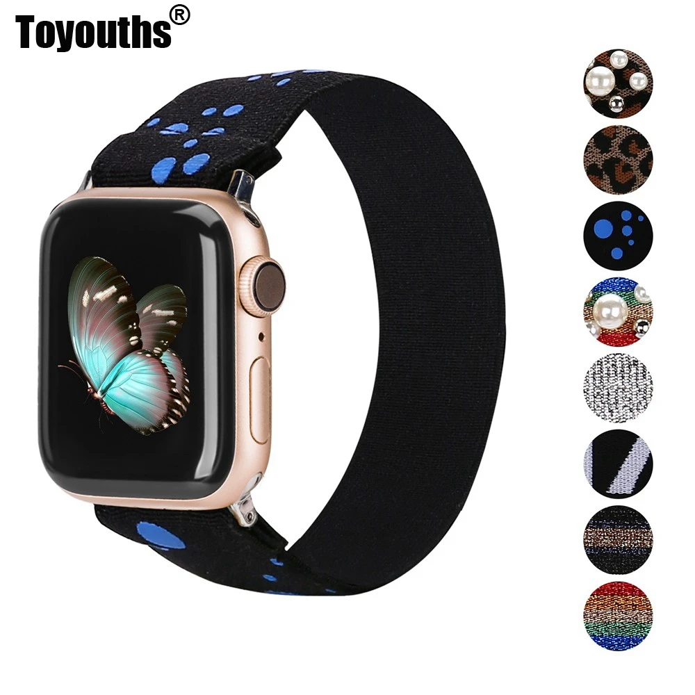 Toyouths Elastic Strap for Apple Watch Band 5 Scrunchie Soft Stretch Strap Bracelet Replacement Band for iwatch series 4 3 2 1