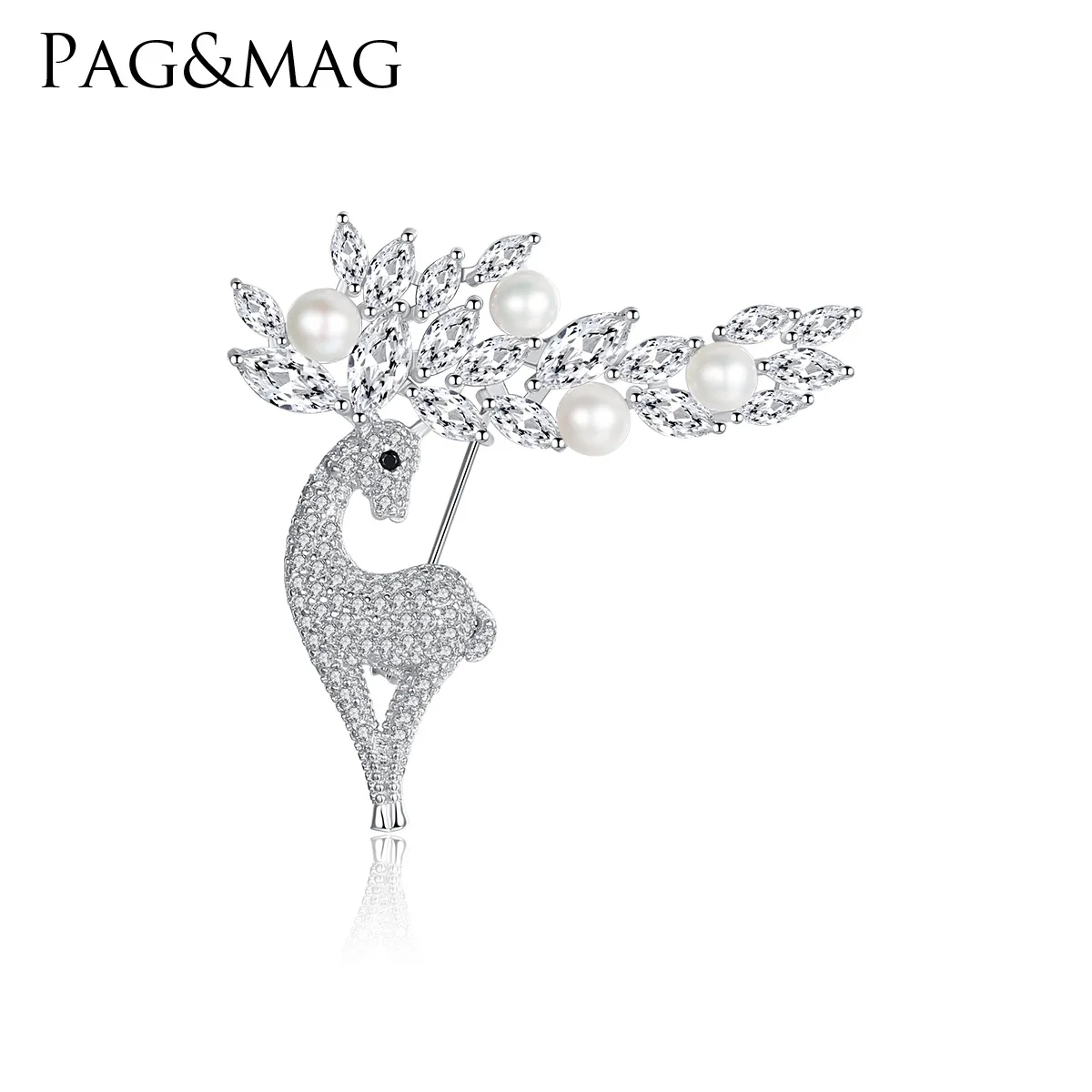 PAG & MAG New Retro Brooch S925 Meilu set with 3A zircon Pearl Brooch