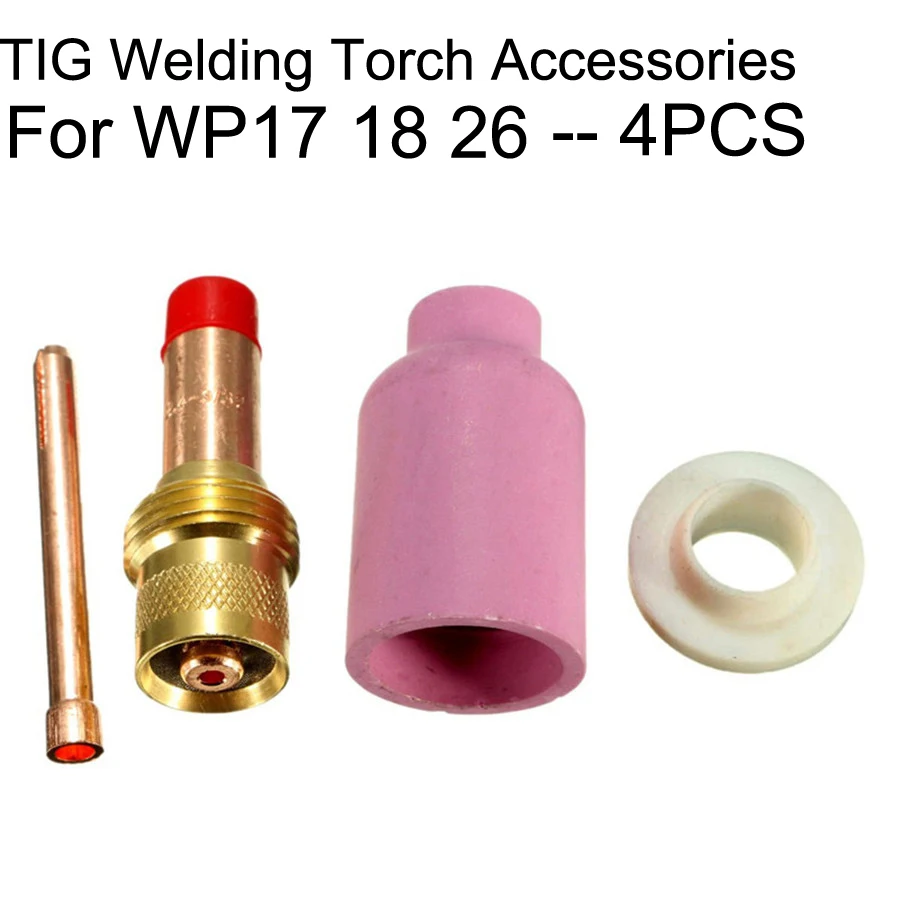 4Pcs TIG Gas Lens KIT Size 1.0mm/1.6mm/2.4mm/3.2mm FIT TIG Welding Torch PTA DB SR WP17 18 26 Series