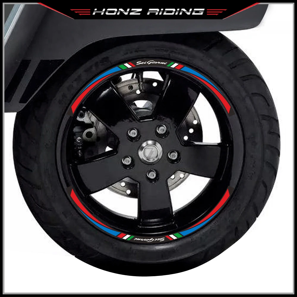 

For Piaggio Vespa GTS 300 Sei Giorni II Edition Rim Decals Scooter 12" Wheel Reflective Sticker Set