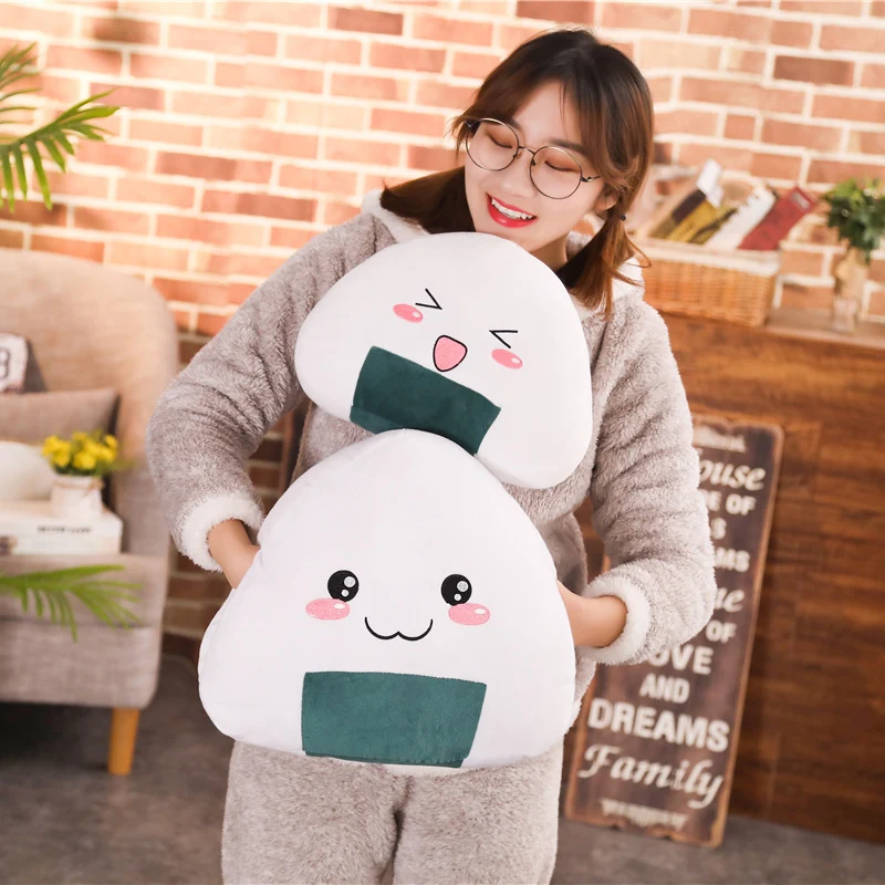30~50cm Cute Japan Seaweed Sushi Plush Toy Emotional Stuffed White Rice Roll Food Pillow Snack Cushion Decor